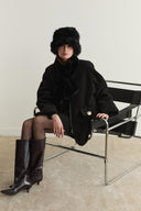 Aveline Pocket Detail Curly Wool Coat