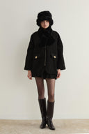 Aveline Pocket Detail Curly Wool Coat