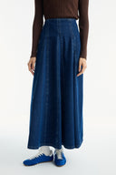 Stitched Detail Flared Denim Skirt