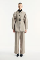 Button-Detailed Belted Jacket