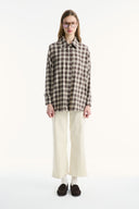 Detachable Shawl Collar Cotton Plaid Shirt