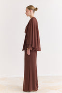 Cross-Cape Detail Yoryo Chiffon Pants Set
