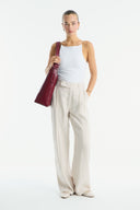 Straight-Leg Topstitched Trousers