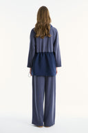 Wide Collar Trimmed Wide-Leg Trouser Set