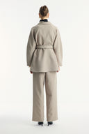 Button-Detailed Belted Jacket