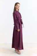Cuffed Embroidered Detail Linen Skirt Set