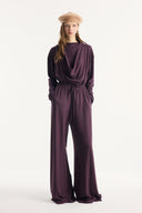 Shawl Collar Belted Ribbed Trouser Set