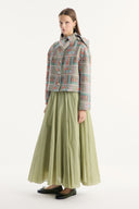 Ethnic Patterned Gold Button Jacket with Neck Bow