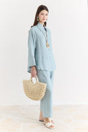 Organic Linen Shirt with Sleeve Cuff Detail
