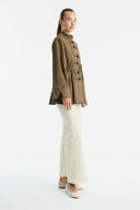 Suede Shirt with Front Button Placket