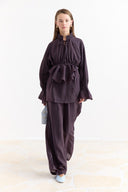 Ruffle-Sleeve Trouser Set