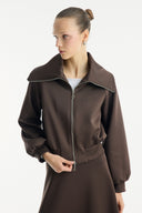 Wide Collar Zippered Scuba Skirt Set