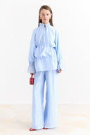 Trouser Set with Ruffle Sleeve Detail