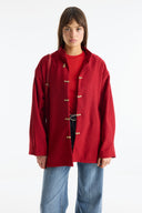 Accessory Loop Detail Stand-Up Collar Jacket