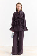 Ruffle-Sleeve Trouser Set