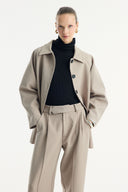 Button-Detailed Belted Jacket