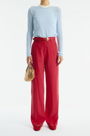 Straight-Leg Topstitched Trousers