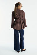 Suede Shirt with Front Button Placket