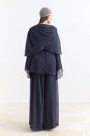 Shoulder Pleat Detail Yoryo Chiffon Pants Set