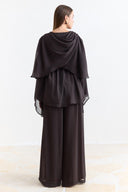 Shoulder Pleat Detail Yoryo Chiffon Pants Set