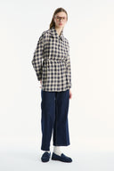 Removable Shawl Detail Cotton Plaid Shirt