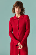 Nellie Gold Button-Detail Knit Dress