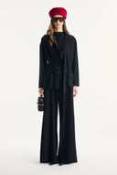 Shawl Collar Belted Ribbed Trouser Set