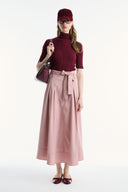Belted Pleated Skirt