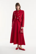 Skirt Set with Asymmetric Button Detail