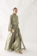 Satin Evening Dress with Tie Detail