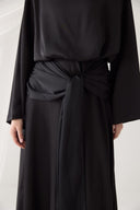 Satin Evening Dress with Tie Detail