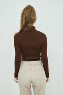 Fisherman Turtleneck Sweater - Brown