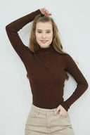 Fisherman Turtleneck Sweater - Brown