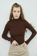 Fisherman Turtleneck Sweater - Brown