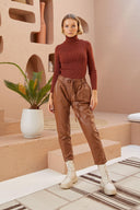 Fisherman Turtleneck Sweater - Terracotta