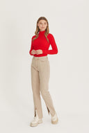 Fisherman Turtleneck Sweater - Red