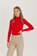 Fisherman Turtleneck Sweater - Red