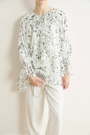Printed Chiffon Ruffled Shirt