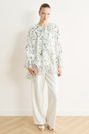 Printed Chiffon Ruffled Shirt