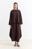 Linen Trousers Set with Waist Tie Detail