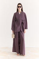 Jacket Collar Striped Trouser Set