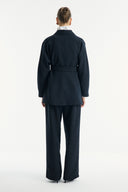 Button-Detailed Belted Jacket