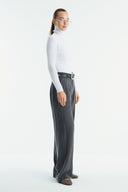 Straight-Leg Trousers with Topstitching