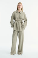 Cuffed Striped Trouser Set