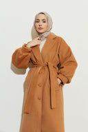 Nora Balloon Sleeve Wool Coat - Cinnamon