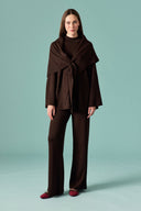 Knit Pants Set with Shawl Detail