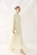 Waist-Gathered Ruffled Chiffon Dress