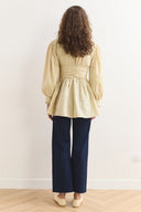 Tie-Waist Button-Down Ruffled Shirt