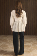 Tie-Waist Button-Down Ruffle Shirt