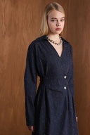 Stone-Embellished Fitted Waist Dress